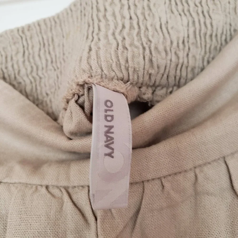 Old Navy Linen Blend Skirt Khaki Elastic Waist M
